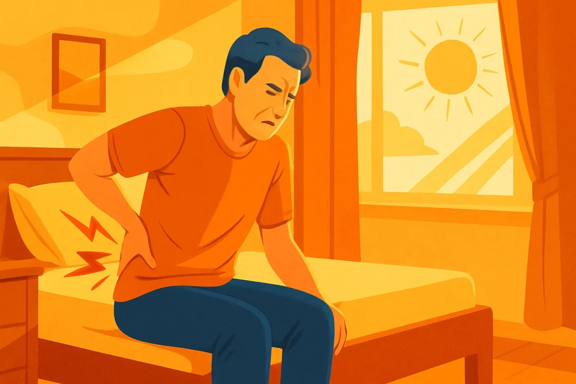 Warum Rückenschmerzen nach dem Schlafen entstehen: Ursachen, richtige Schlafposition, Matratzenwahl und Übungen gegen morgendliche Schmerzen und Steifheit.