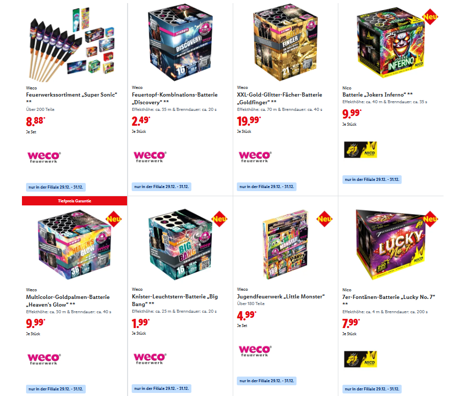 Lidl startet Feuerwerk-Verkauf ab 29. Dezember 2025 mit Preisen ab 2,49 Euro