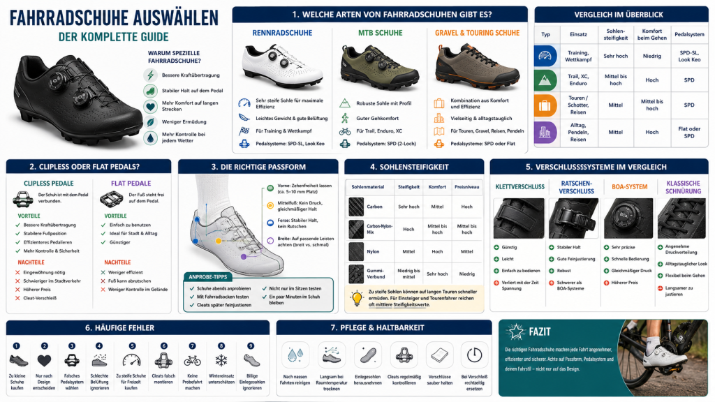 Wie wählt man Fahrradschuhe aus? Der komplette Guide für Rennrad, MTB und Gravel