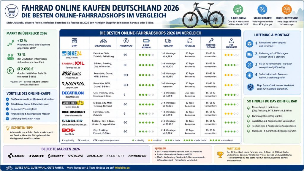 Fahrrad online kaufen Deutschland 2026: die besten Online-Fahrradshops im Vergleich