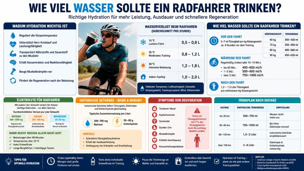 Wie viel Wasser sollte ein Radfahrer trinken? Richtige Hydration im Radsport