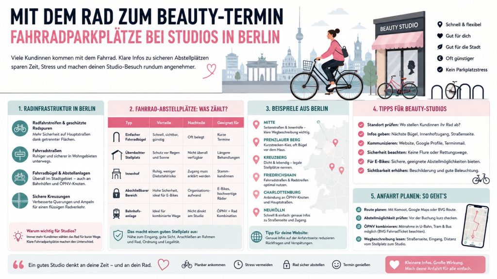 Mit dem Rad zum Beauty-Termin: Fahrradparkplätze bei Studios in Berlin