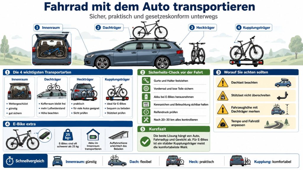 Fahrrad mit dem Auto transportieren: So kommen Fahrräder sicher ans Ziel