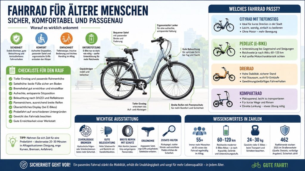 Fahrrad für ältere Menschen: So finden Sie ein sicheres und bequemes Modell