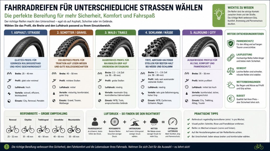 Fahrradreifen für unterschiedliche Straßen wählen: So finden Sie die perfekte Bereifung für jede Strecke