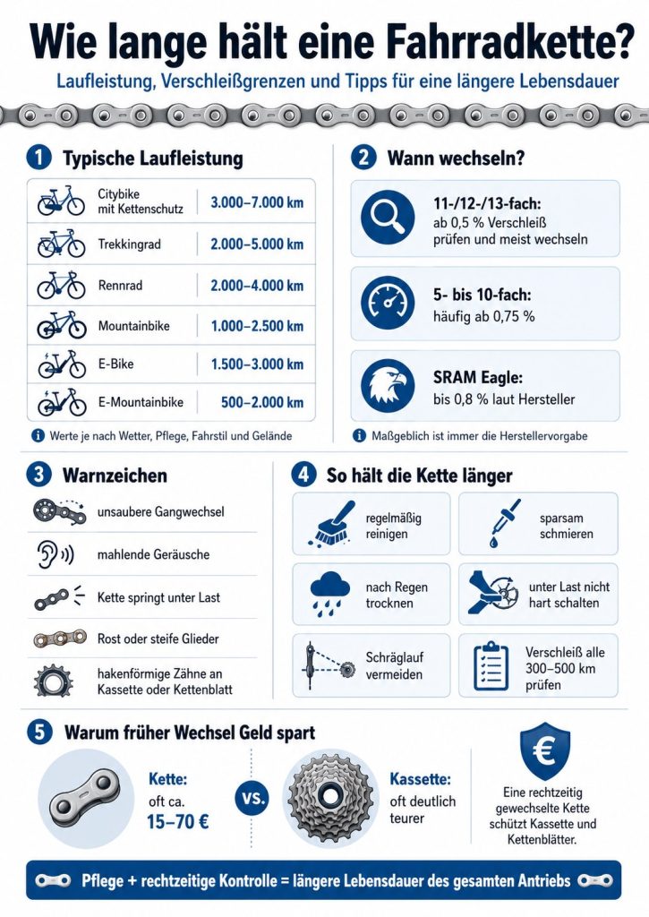 Wie lange hält eine Fahrradkette? Kilometer, Verschleißwerte und 10 Pflegetipps