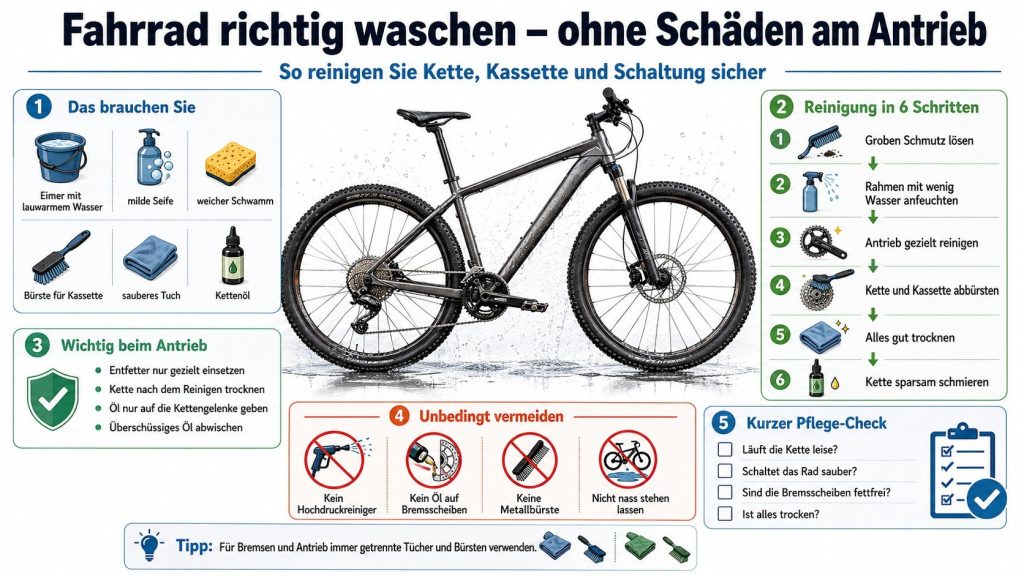Fahrrad richtig waschen: So reinigen Sie Kette und Schaltung ohne Schäden