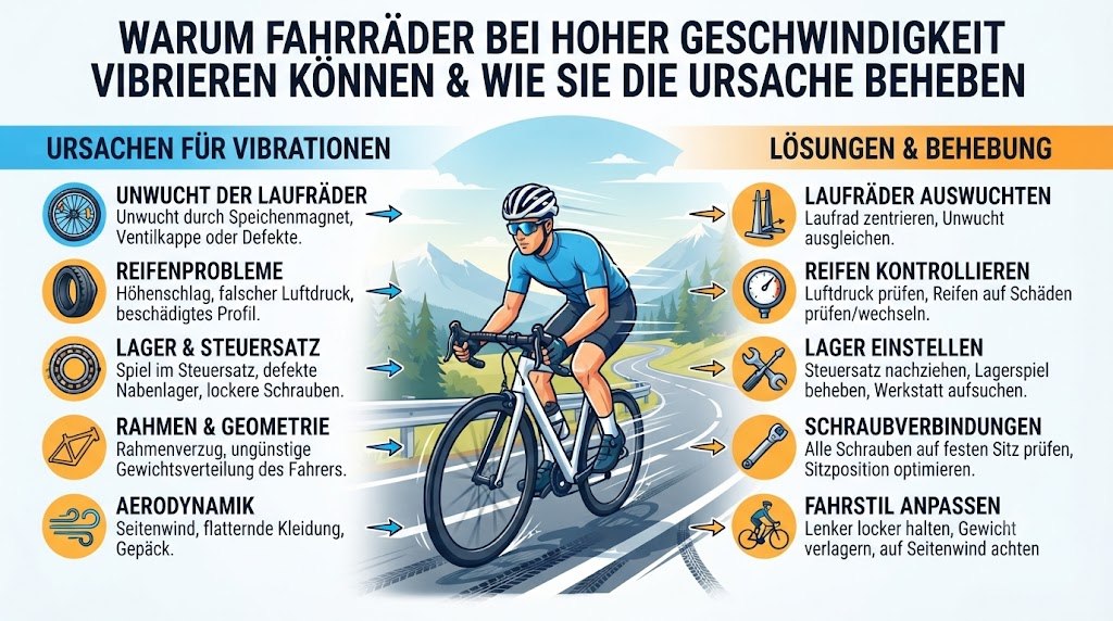 Warum das Fahrrad bei hoher Geschwindigkeit vibriert und wie Sie die Ursache beseitigen