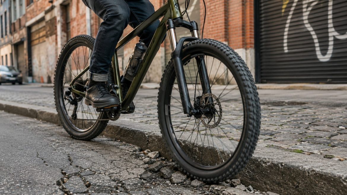Fahrräder für hohe Bordsteine, Kopfsteinpflaster und kaputten Asphalt: Welche Reifen, Laufräder, Bremsen und Fahrradtypen sicher und komfortabel fahren.