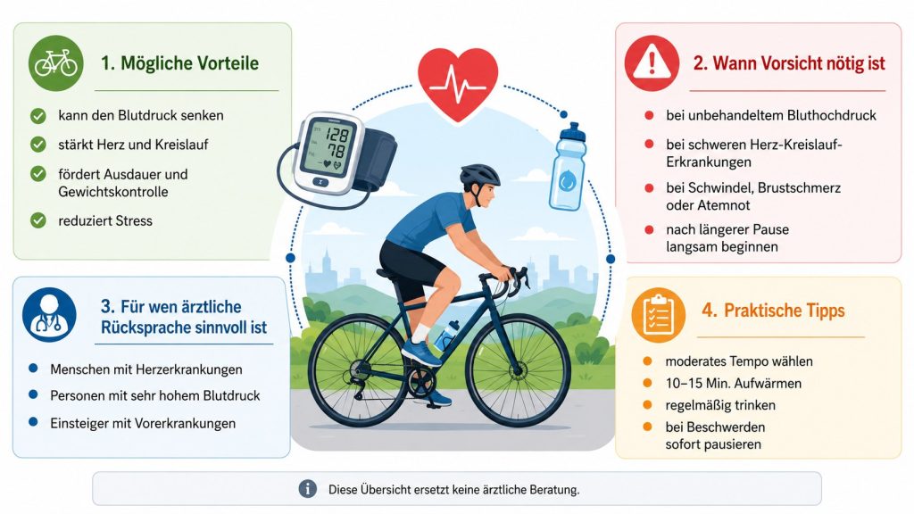 Wie Radfahren den Blutdruck beeinflusst und für wen die Belastung ungeeignet ist