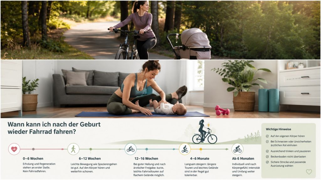 Wann darf man nach der Geburt wieder Fahrrad fahren? Fristen nach Kaiserschnitt und Dammriss