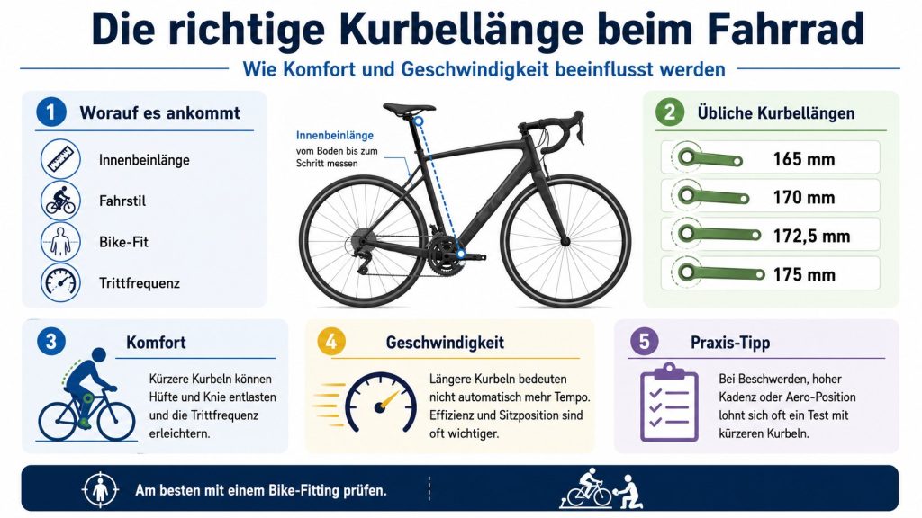 Kurbellänge am Fahrrad richtig wählen: Wie Millimeter Komfort, Trittfrequenz und Geschwindigkeit verändern