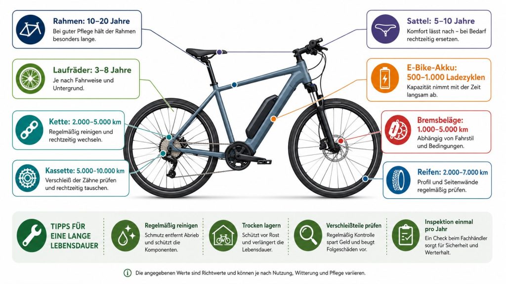Wie lange hält ein Fahrrad? Lebensdauer von Rahmen, Kette, Reifen und E-Bike-Akku