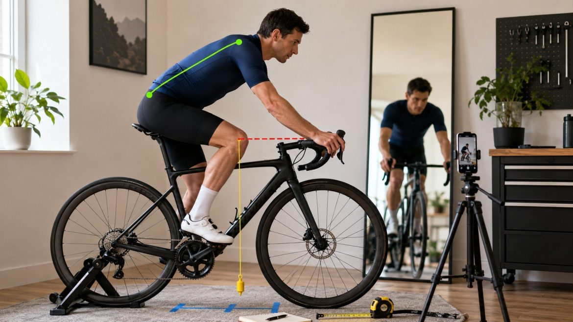 Fahrrad-Sitzposition messen: So bestimmen Sie Sattelhöhe, Kniewinkel, Reach und Lenkerhöhe zu Hause und erkennen typische Bike-Fitting-Fehler.