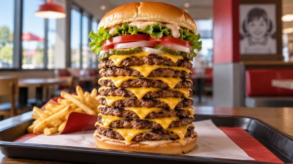 T-Rex Burger bei Wendy’s: 9 Fleisch-Patties, T-Shirt und geheimer Preis für 29,99 Dollar