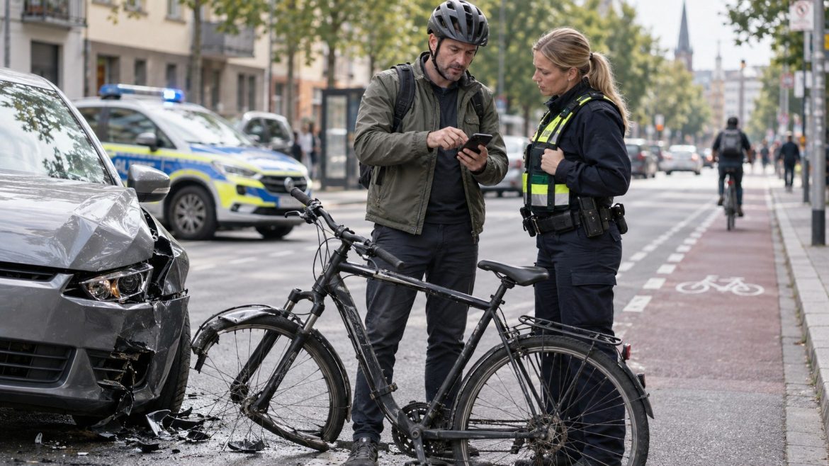 Fahrrad Unfall Deutschland: Was tun nach einem Sturz oder Zusammenstoß? Polizei, Beweise, Versicherung, Schadenersatz und Unfallflucht verständlich erklärt.