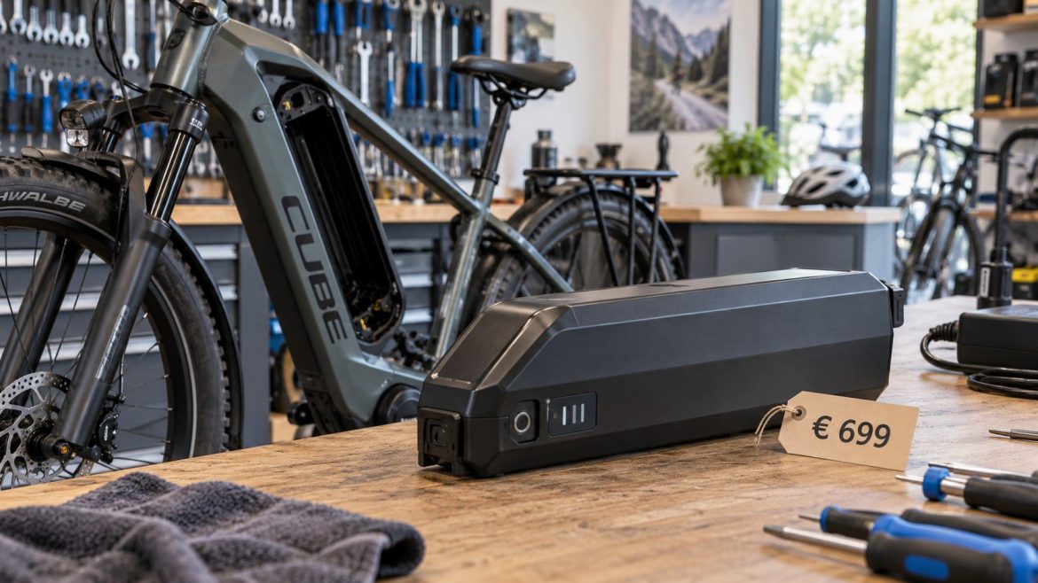 Was kostet ein neuer E-Bike-Akku? Aktuelle Preise von rund 300 bis über 1.000 Euro, Unterschiede bei 500 bis 750 Wh, Kaufkriterien, Lebensdauer und Tipps zum Austausch.