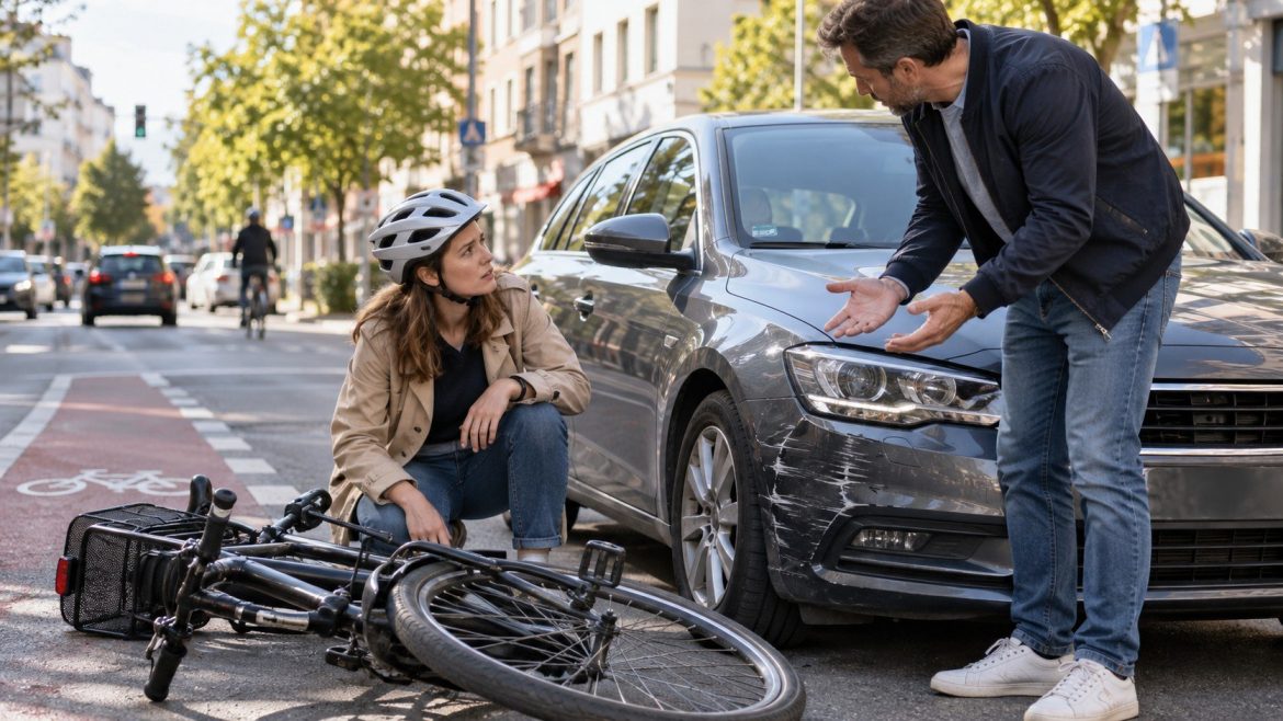 Unfall mit Fahrrad und Auto: Wer haftet bei Kollisionen, wann besteht Mitschuld und welche Schäden übernimmt die Versicherung? Regeln zu Haftung, Beweisen und Schmerzensgeld.